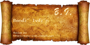 Benő Iván névjegykártya